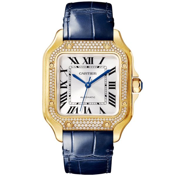 Santos de Cartier Medium Diamond Set Automatic 18ct Yellow Gold Watch