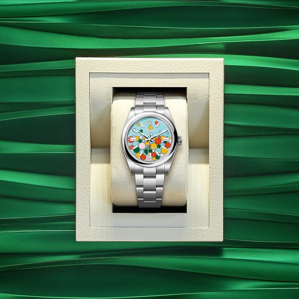 Rolex Oyster Perpetual 41, Oystersteel, 41mm, Turquoise Celebration Motif Dial, Ref# 124300-0008