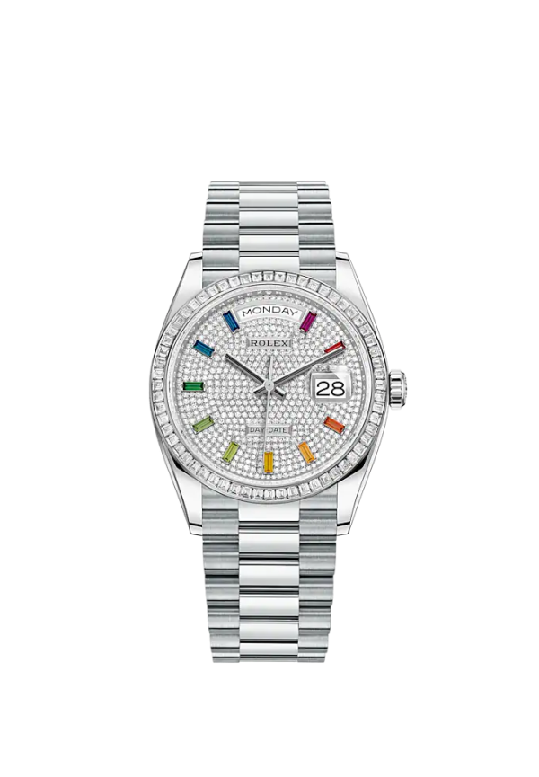 Rolex Day-Date, 36mm, Platinum and Diamonds, Ref# 128396tbr-0006