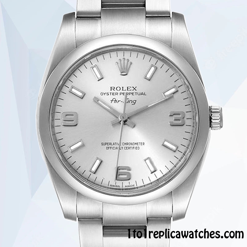 1:1 Replica Rolex Air-king Rolex Calibre 2813 114200SSO Men's Silver-tone Hands and Markers