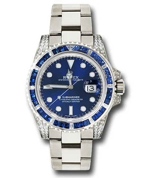 Rolex Submariner Date 116659 SABR 18K White Gold Diamonds Sapphires UNWORN