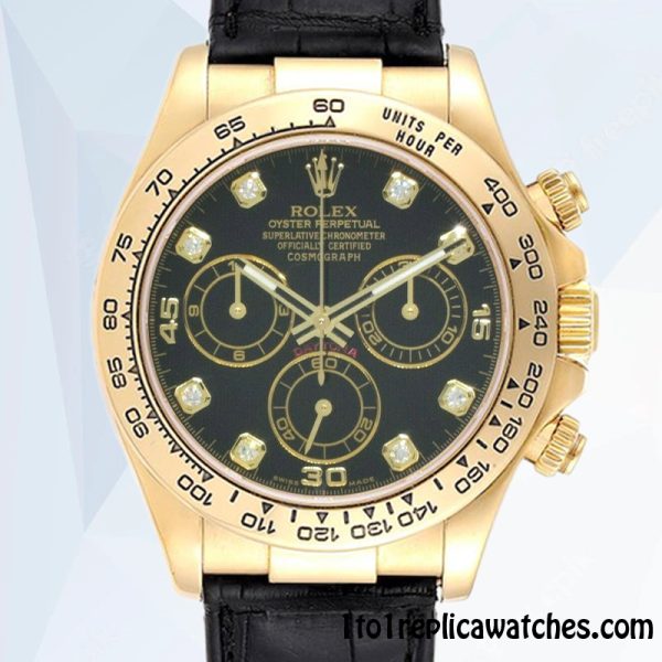 1:1 Replica Rolex Daytona 116518 Rolex Calibre 7750 Men's Black Dial 15mm