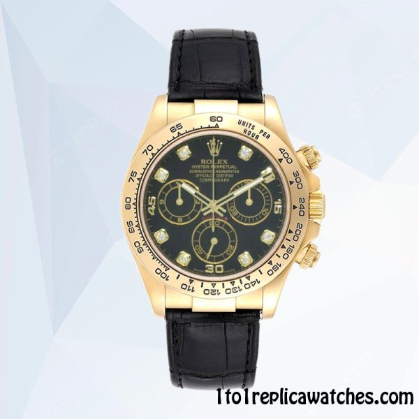 1:1 Replica Rolex Daytona 116518 Rolex Calibre 7750 Men's Black Dial 15mm